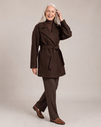 Belted Wrap Coat worn by a model