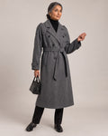 Belted Longline Wrap Coat worn by a model