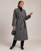 Belted Longline Wrap Coat worn by a model