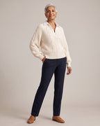 Collared Cable-Knit Jumper worn by a model