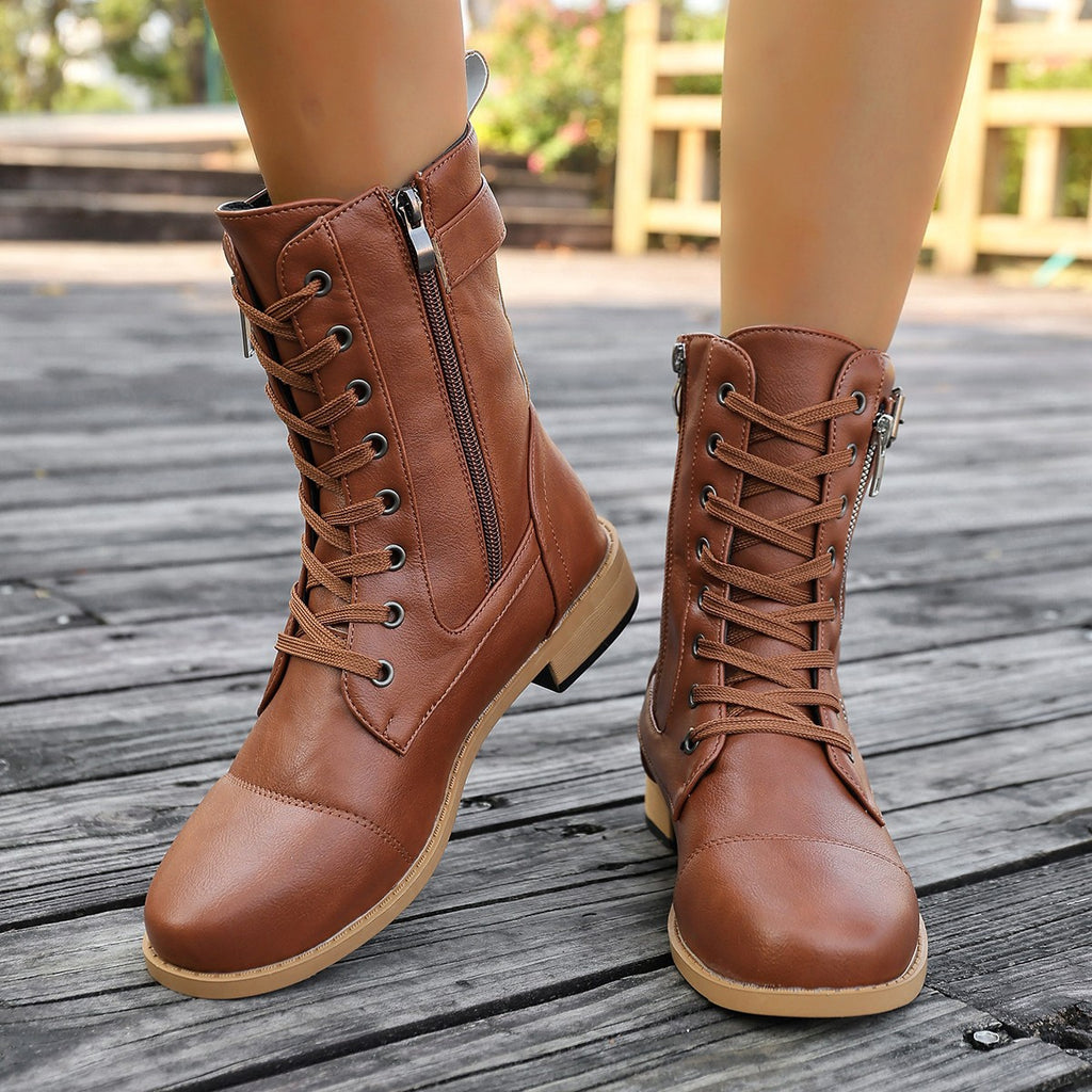 Agnes | Lace-Up Buckle Ankle Boot