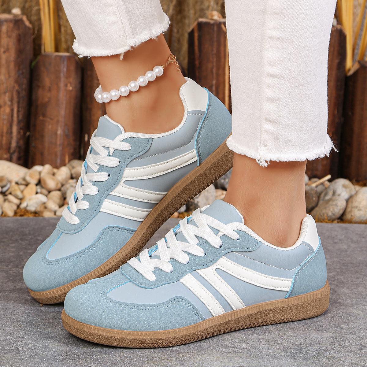 Sadie | Suede-Look Two-Stripe Trainer
