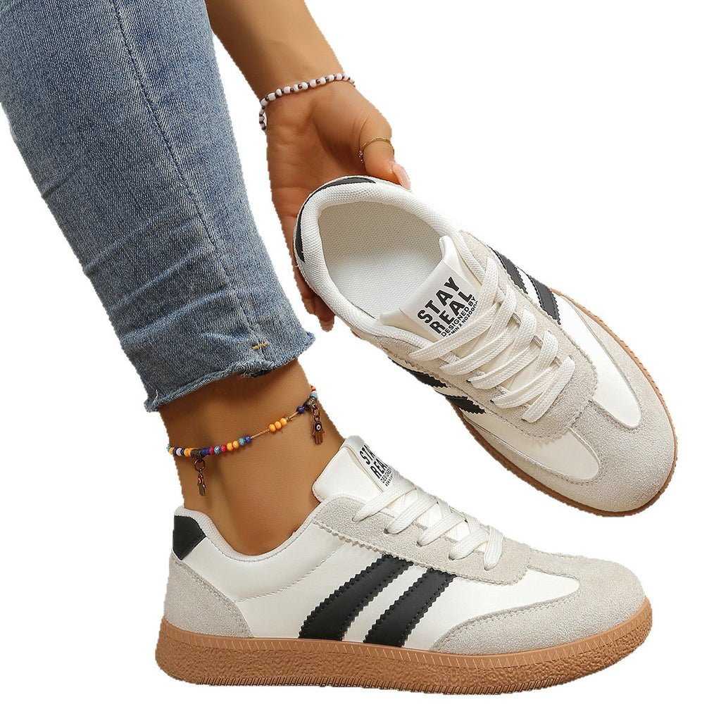 Polly | Striped Suede-Look Trainer