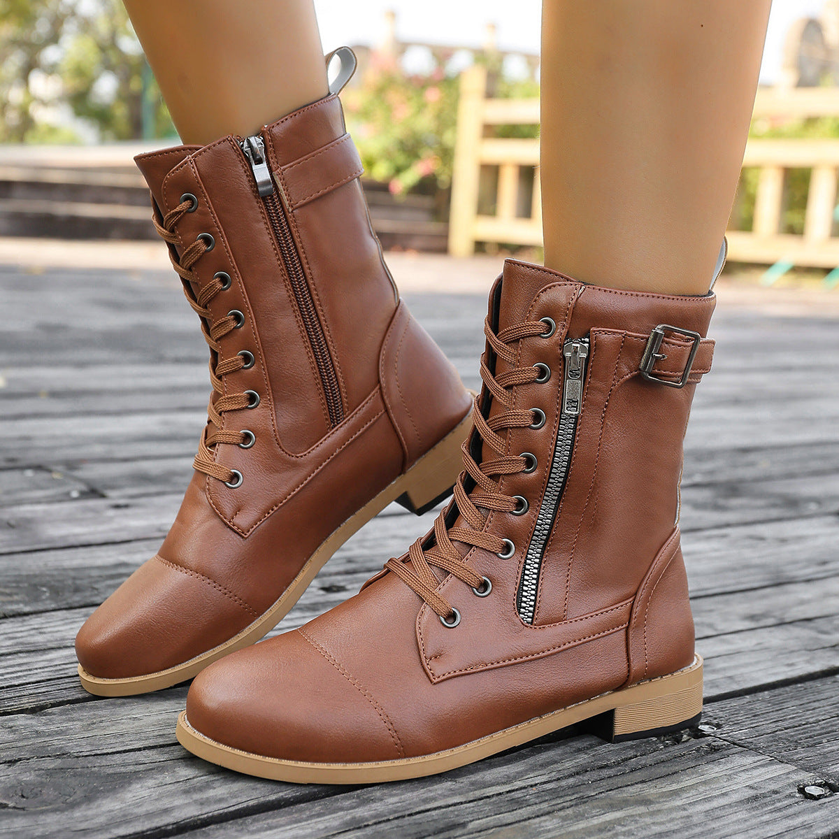 Agnes | Lace-Up Buckle Ankle Boot