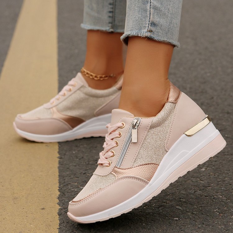 Stella | Metallic Side-Zip Wedge Trainer