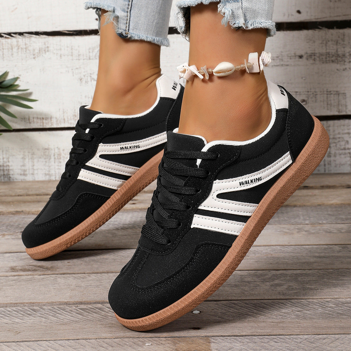 Sadie | Suede-Look Two-Stripe Trainer