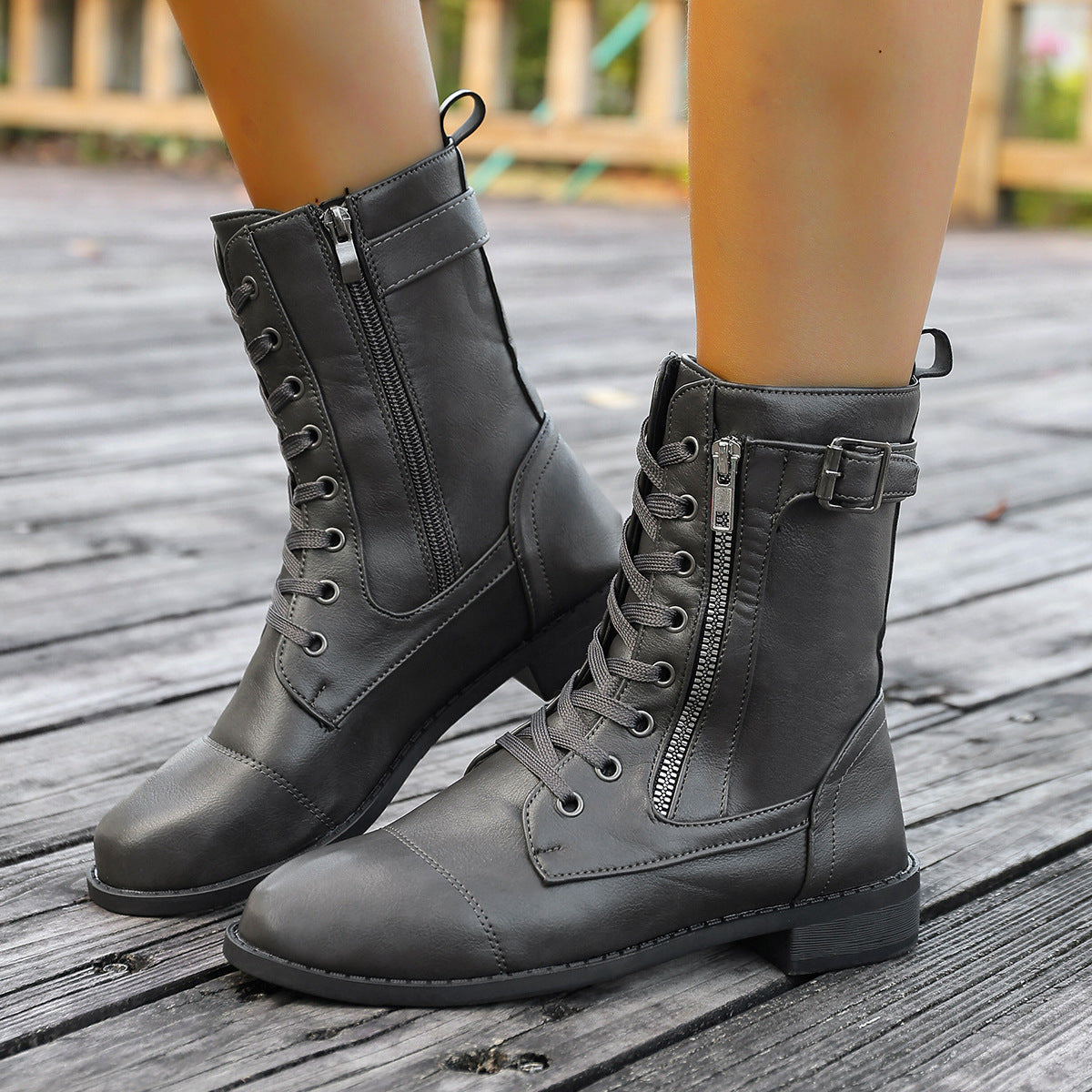 Agnes | Lace-Up Buckle Ankle Boot