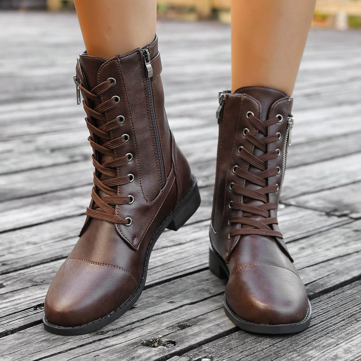 Agnes | Lace-Up Buckle Ankle Boot