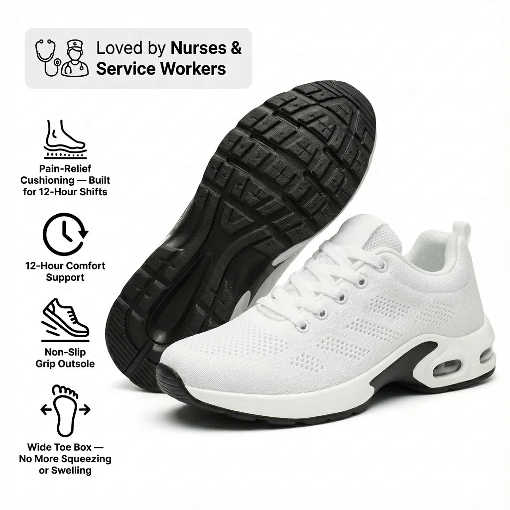 Black Orthoshift orthopaedic shoes for nurses and shift workers – pain relief shoes for tired feet, comfortable work shoes for 12-hour shifts