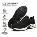 Black Orthoshift orthopaedic shoes – pain relief shoes for nurses, cushioned arch support trainers for long work shifts, comfortable work shoes for standing all day