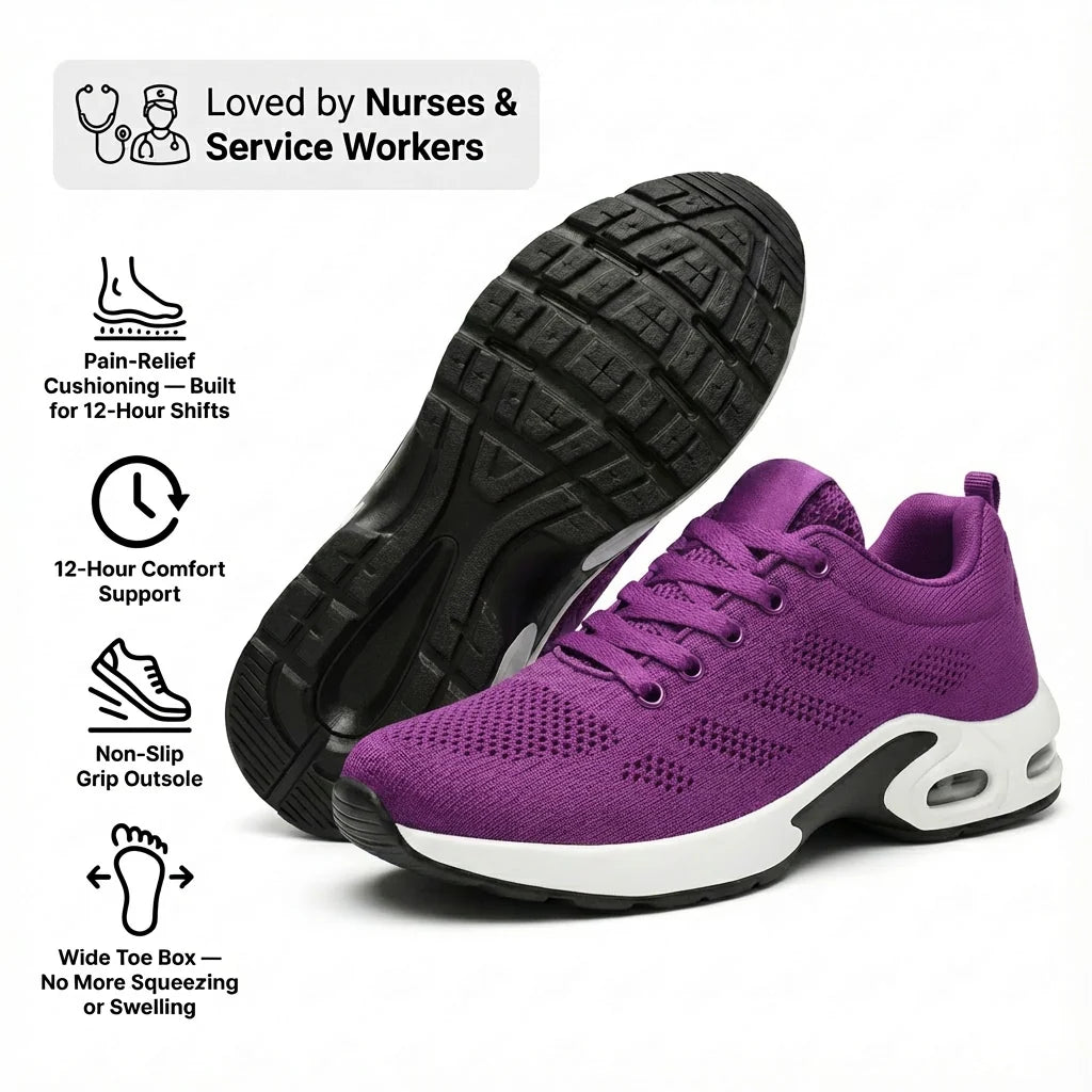 Navy Orthoshift orthopaedic shoes with arch support – pain relief work shoes for standing all day, comfortable trainers for long shifts