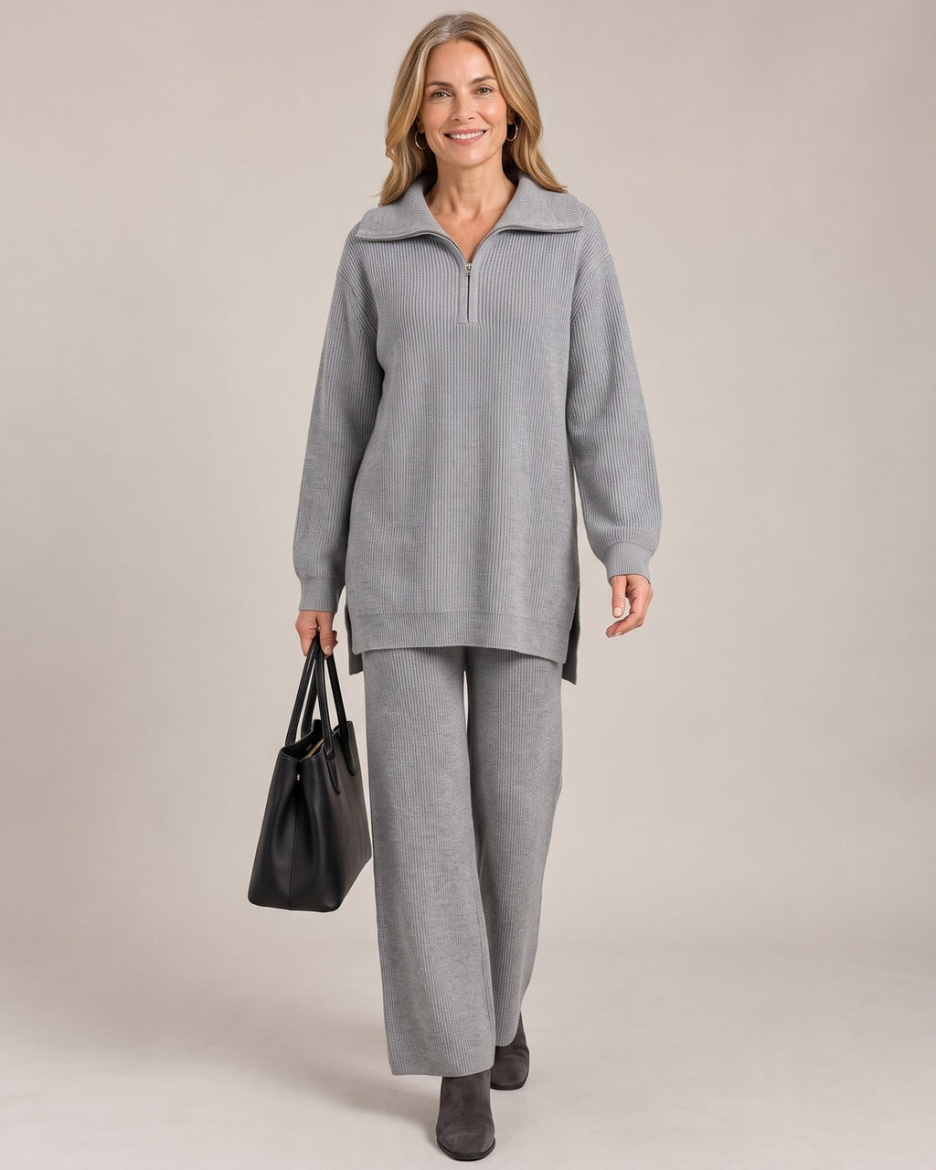 Half-Zip Knit Co-ord Set worn by a model