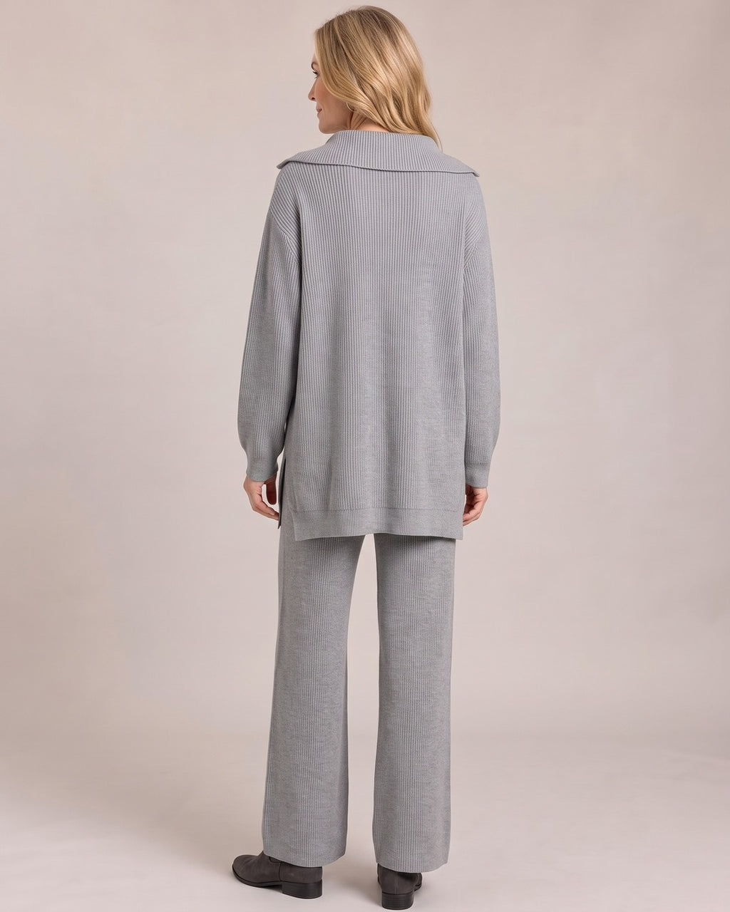Half-Zip Knit Co-ord Set worn by a model, back view