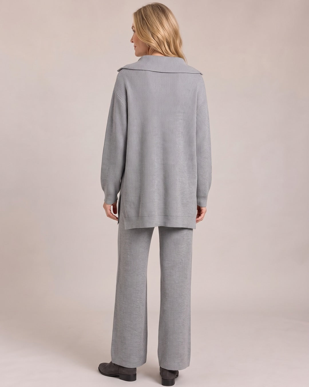 Half-Zip Knit Co-ord Set worn by a model, back view