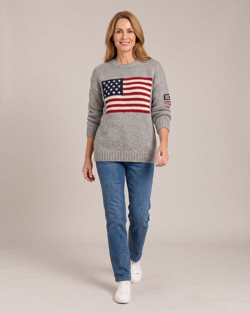 Flag Knit Jumper worn by a model