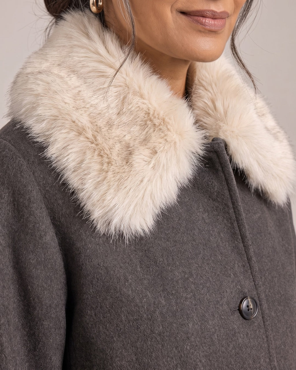 Faux Fur Collar Jacket close-up detail