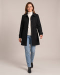 Button-Front Trench Coat worn by a model