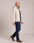 Hooded Teddy Zip Jacket worn by a model, side view