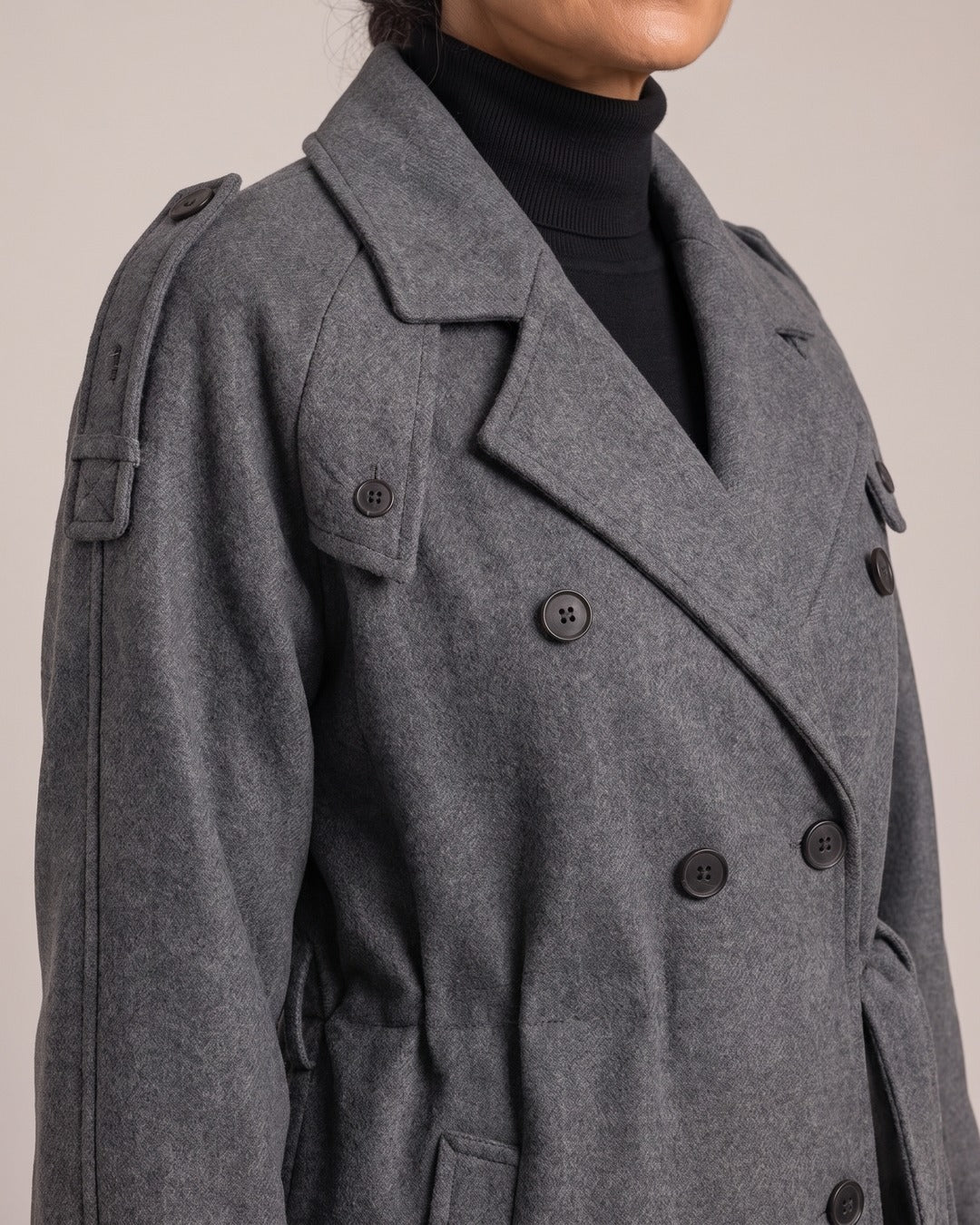 Belted Longline Wrap Coat close-up detail