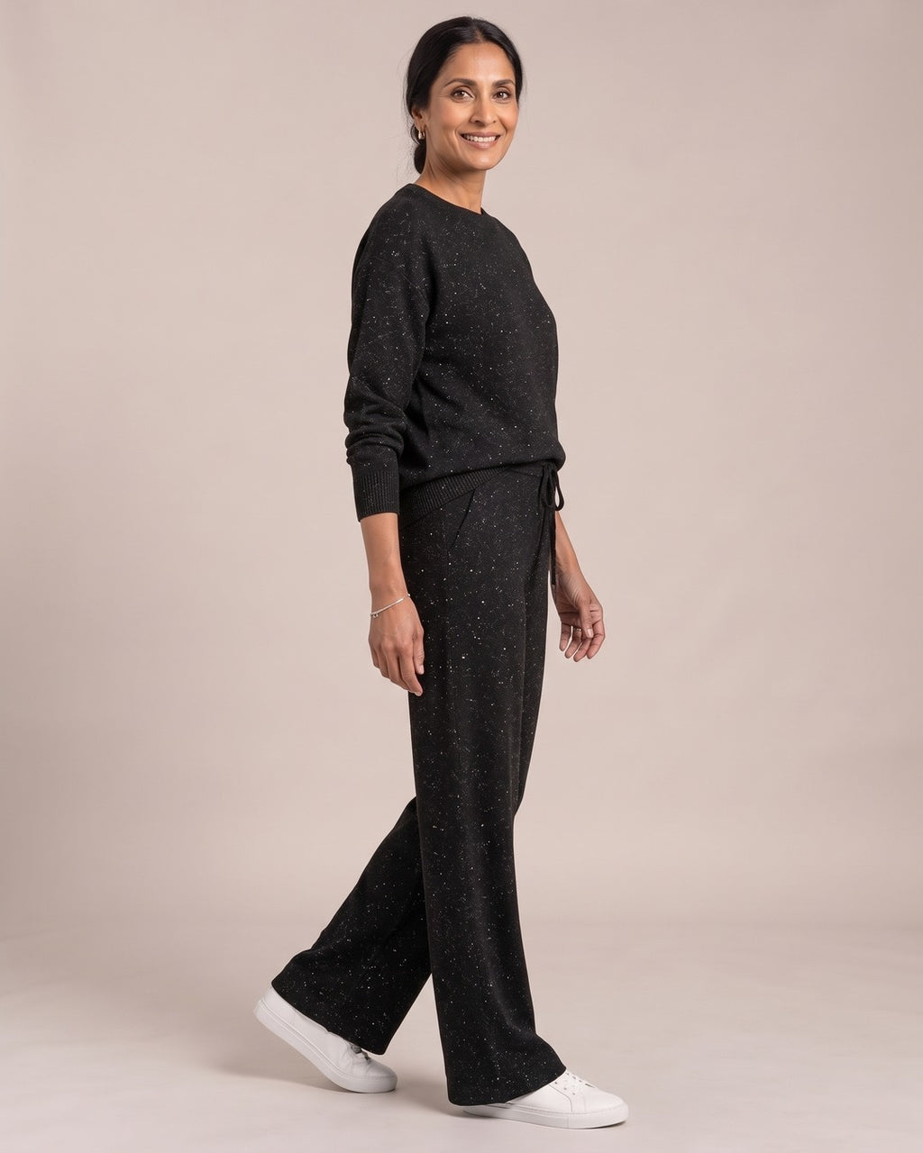 Sparkle Sweatshirt & Trouser Set worn by a model, side view