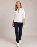 Cable-Embossed Half-Zip Sweatshirt worn by a model