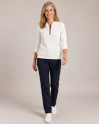 Cable-Embossed Half-Zip Sweatshirt worn by a model