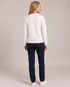 Cable-Embossed Half-Zip Sweatshirt worn by a model, back view