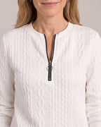 Cable-Embossed Half-Zip Sweatshirt close-up detail