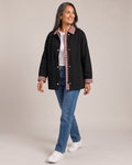 Check-Collar Barn Jacket worn by a model