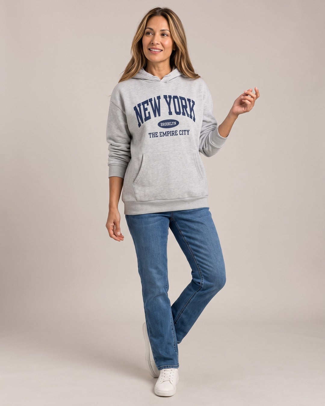 New York Hoodie worn by a model