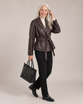 Leather-Look Tie-Waist Jacket worn by a model
