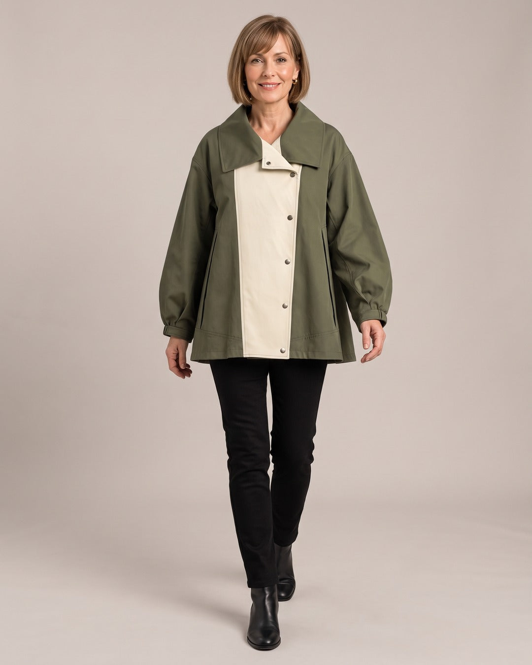 Two-Tone Layered Jacket worn by a model