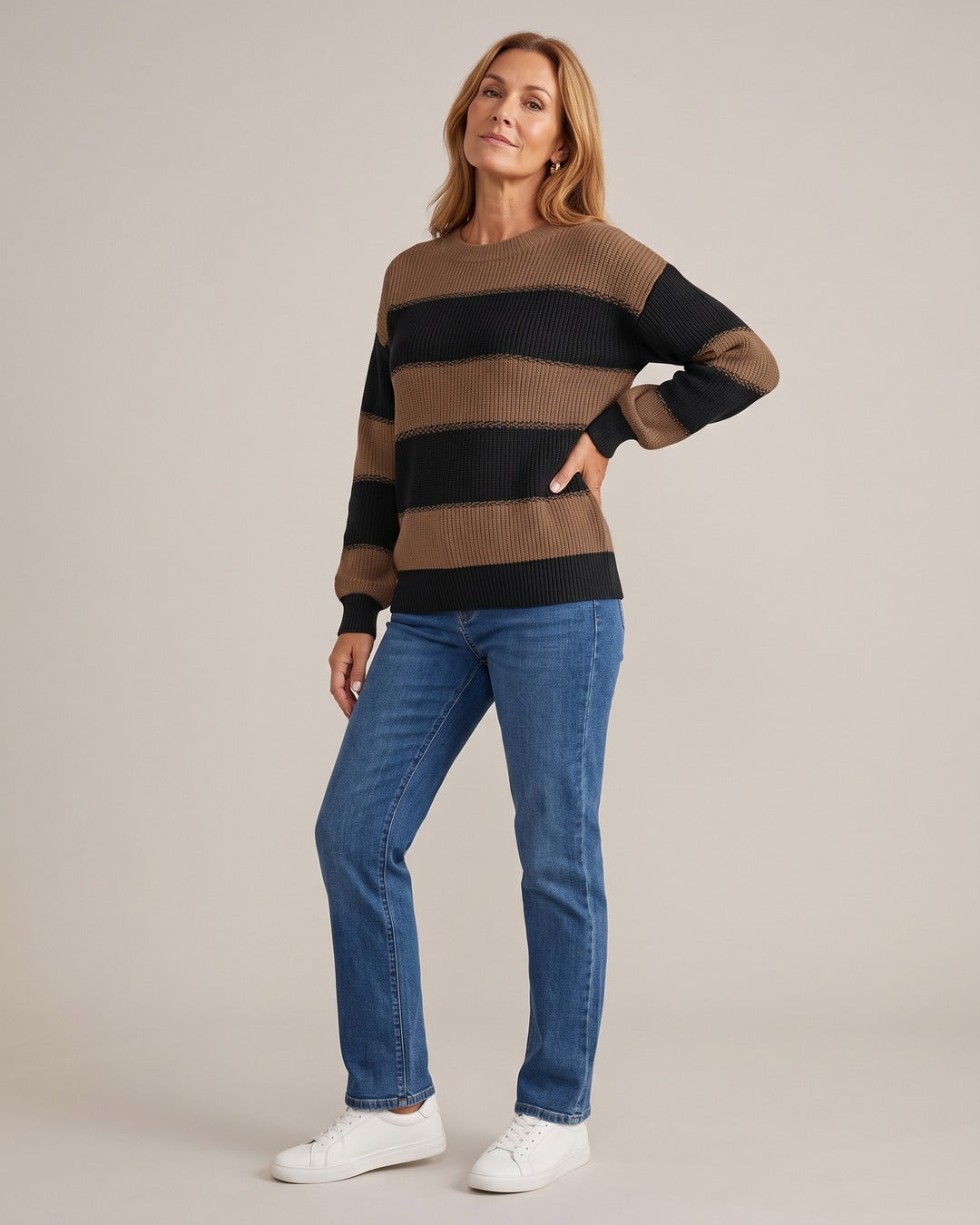 Crew-Neck Jumper worn by a model
