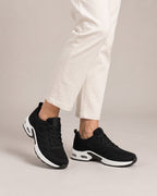 Breathable Mesh Comfort Trainer in Black, worn