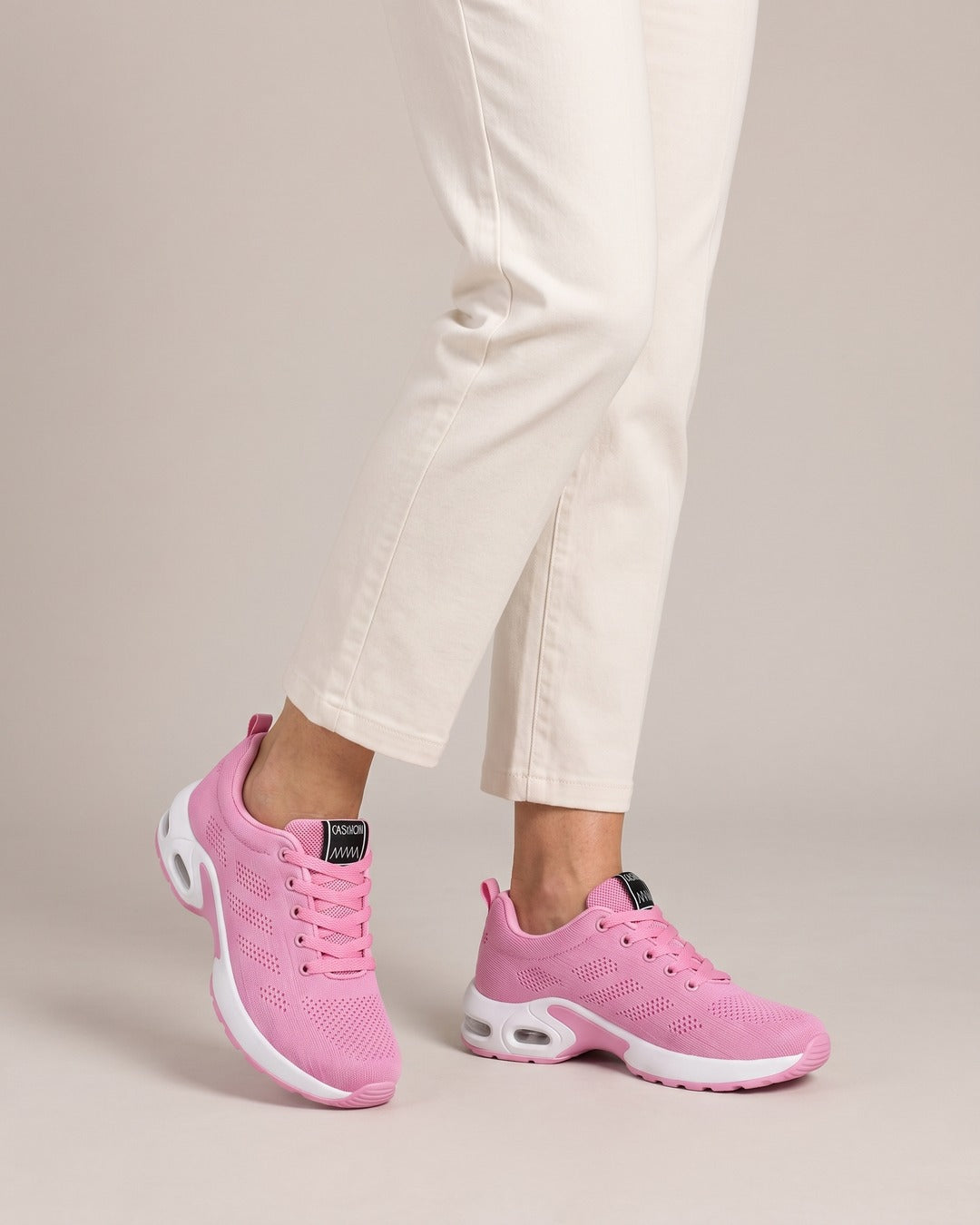 Breathable Mesh Comfort Trainer in Pink, worn