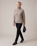 Diamond-Knit Roll-Neck Jumper worn by a model