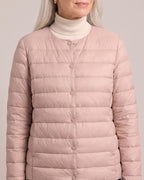 Lightweight Collarless Down Jacket close-up detail