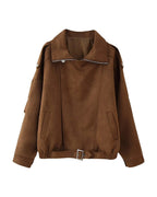 Cropped Zip Biker Jacket product photo