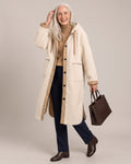 Hooded Longline Teddy Coat worn by a model