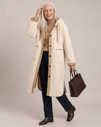 Hooded Longline Teddy Coat worn by a model