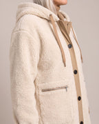 Hooded Longline Teddy Coat close-up detail