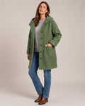 Hooded Longline Coat worn by a model