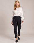 High-Waist Zip-Pocket Ankle Trousers worn by a model