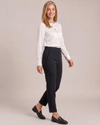 High-Waist Zip-Pocket Ankle Trousers worn by a model, side view