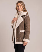 Aviator Jacket worn by a model, half-length, Brown