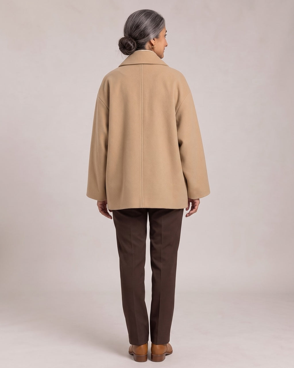 Oversized Single-Breasted Jacket worn by a model, back view