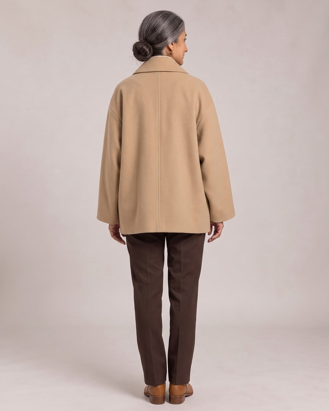 Oversized Single-Breasted Jacket worn by a model, back view