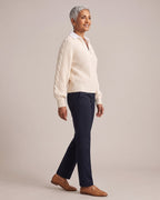 Collared Cable-Knit Jumper worn by a model, side view