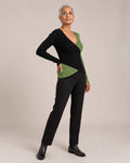 Colour-Block Wrap V-Neck Knit Top worn by a model
