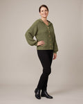 Hooded Button Cardigan worn by a model